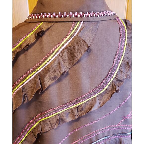 Silk Club size P/M brown button up jacket - Picture 4 of 5